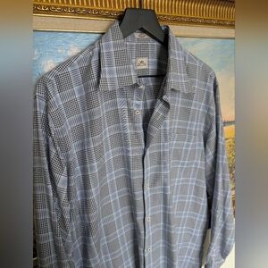 Peter Millar Gray and Blue Checkered Shirt